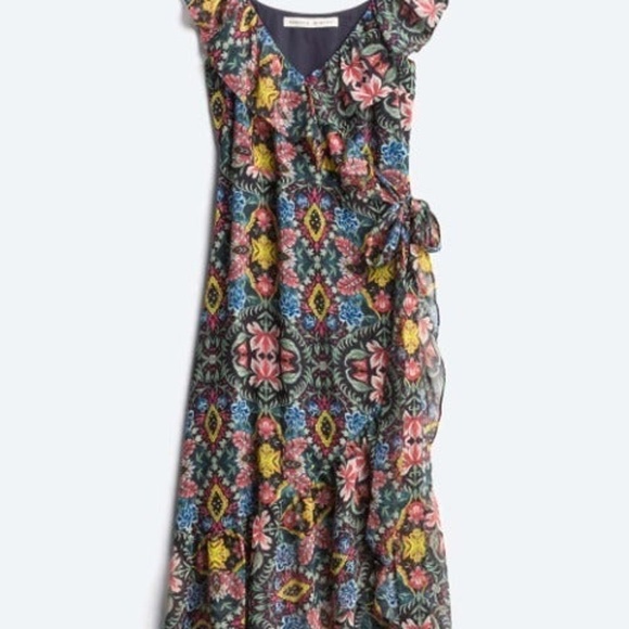 Rebecca Minkoff Jessica Floral Wrap Midi Dress Size Medium (6-8) - Picture 4 of 4